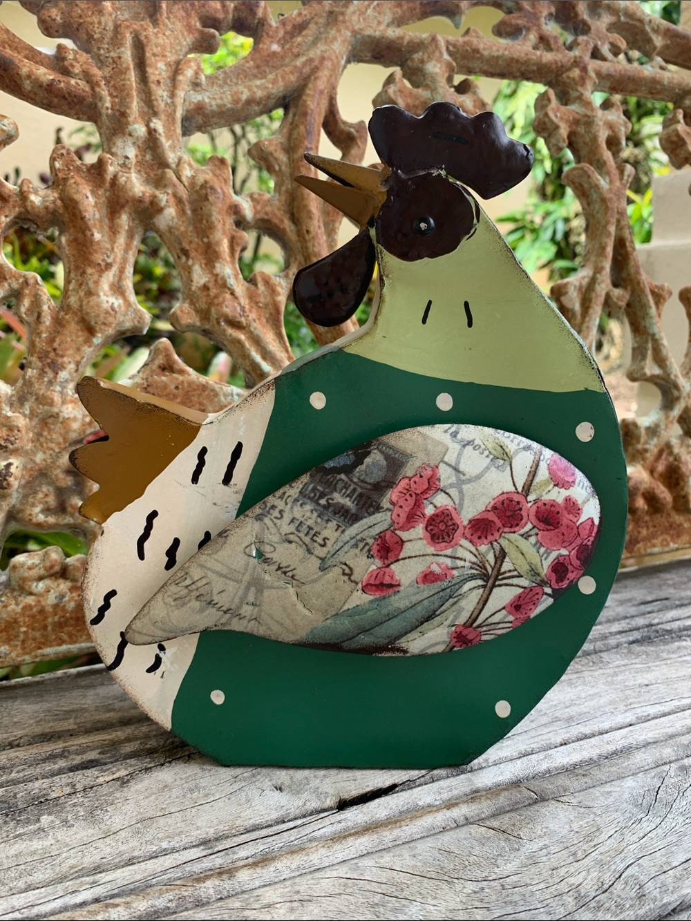 Decorative Shabby Shic Rustic Metal Hen